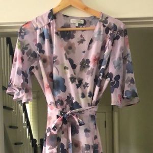 John Rocha - purple floral wrap dress - size 6